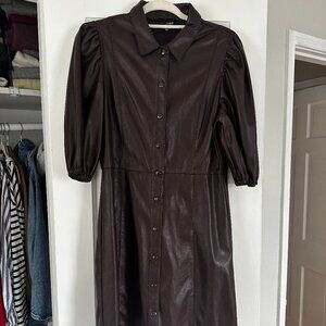 Lucy Paris | Faux Leather Brown Dress